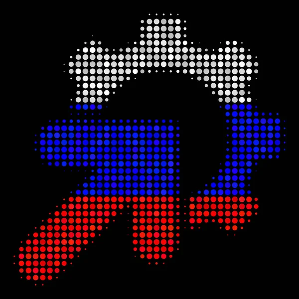 Halftone Russische Gear integratie pictogram — Stockvector