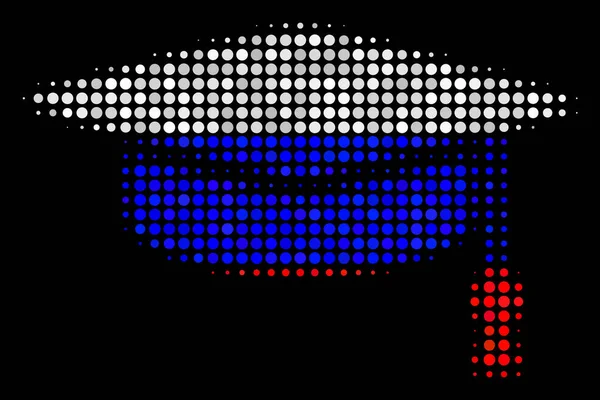 Halftone Russische Graduation Cap pictogram — Stockvector