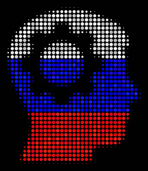 Halftone Russische Intellect Gear pictogram — Stockvector