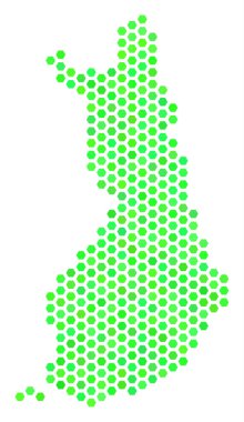 Yeşil altıgen Finlandiya Haritası