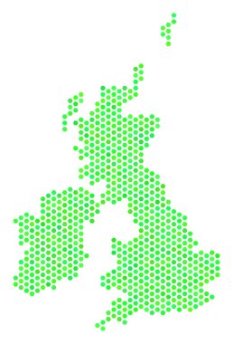 Yeşil Hex-kiremit Büyük Britanya ve İrlanda Haritası