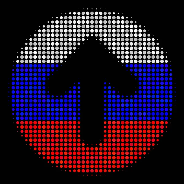 Halftone Russische afgeronde pijlpictogram — Stockvector