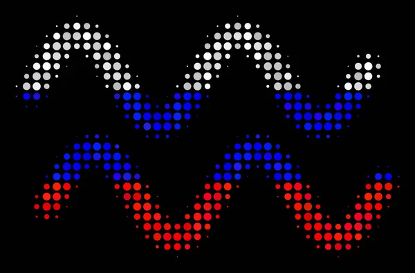Halftone Russian Sinusoid Waves Icon — Stock Vector