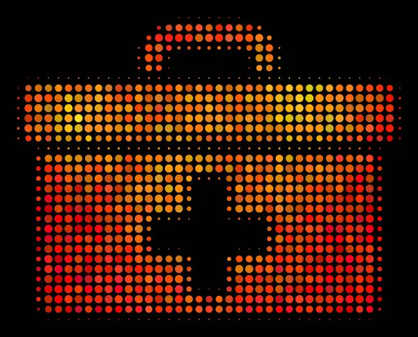 Icona luminosa della cassetta degli attrezzi di primo soccorso pixel — Vettoriale Stock