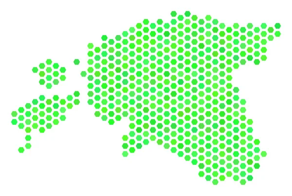 Yeşil Altıgen karo Estonya Haritası — Stok Vektör