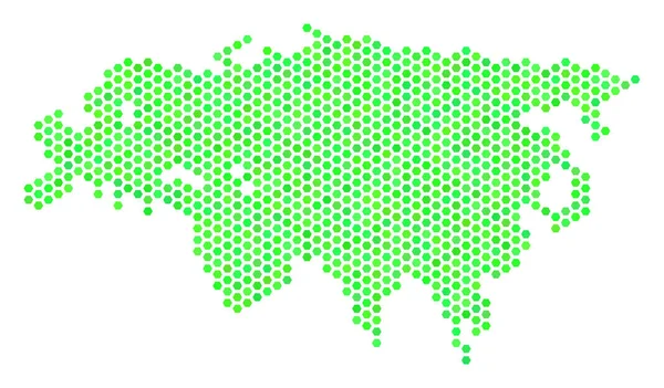 Carte de l'Europe et de l'Asie Hex-Tile verte — Image vectorielle