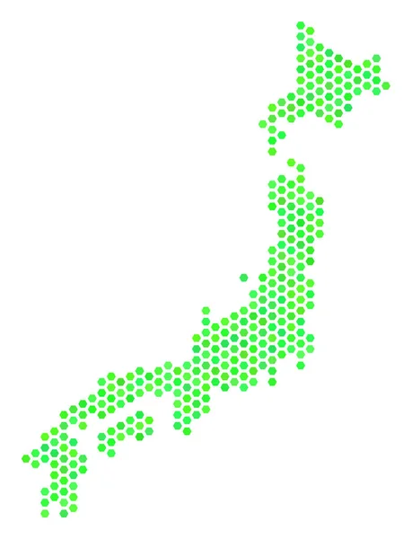 Gröna Honeycomb Japan karta — Stock vektor
