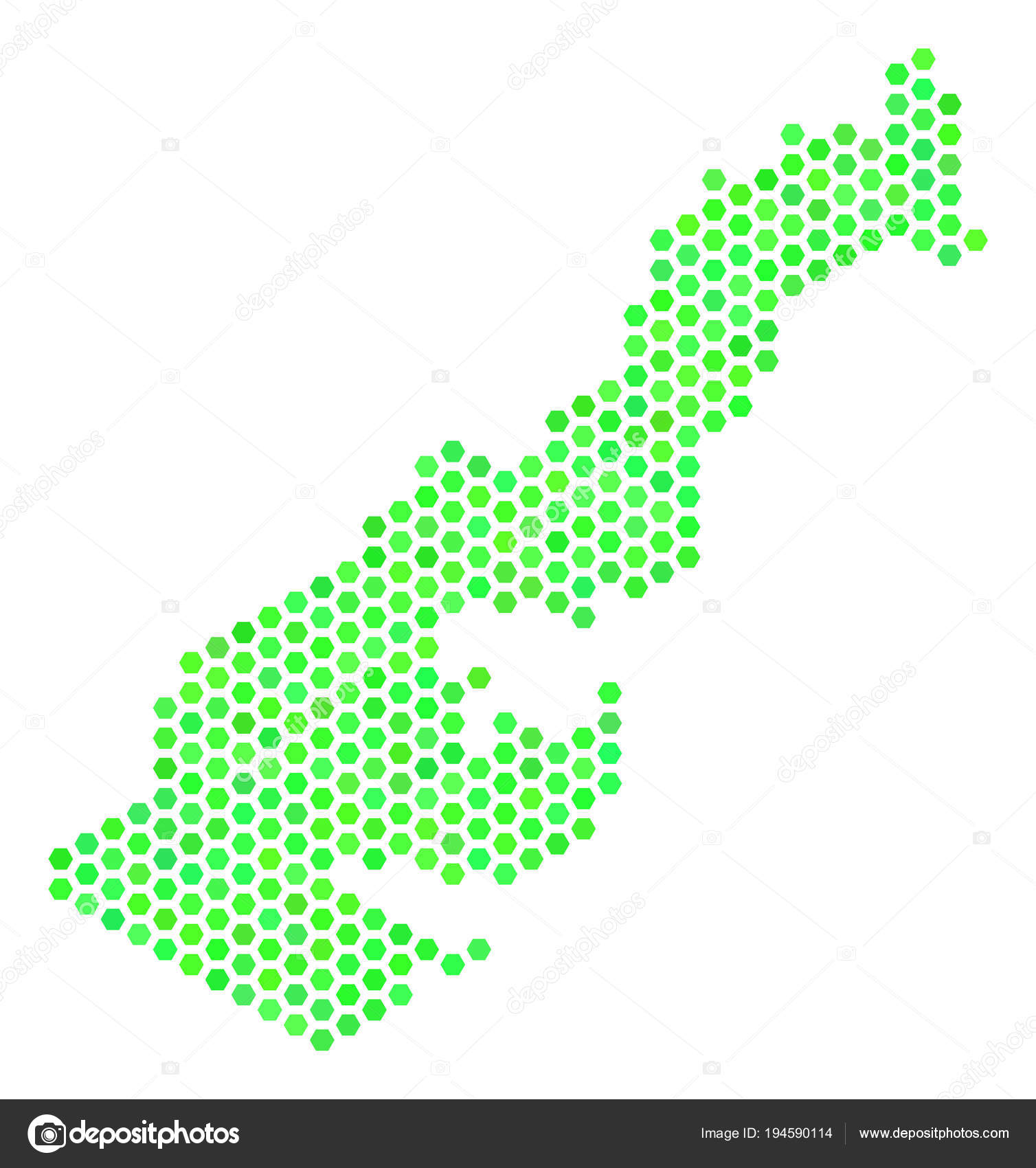 Carte De Monaco Hexagonal Vert Image Vectorielle Ahasoft