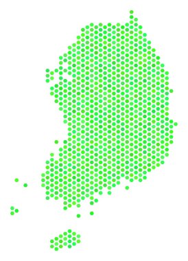 Yeşil Altıgen karo Güney Kore Haritası