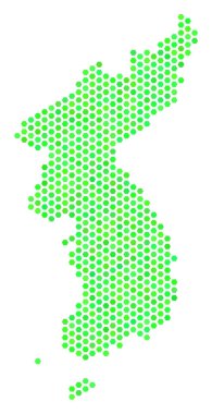 Yeşil altıgen Kuzey ve Güney Kore Haritası