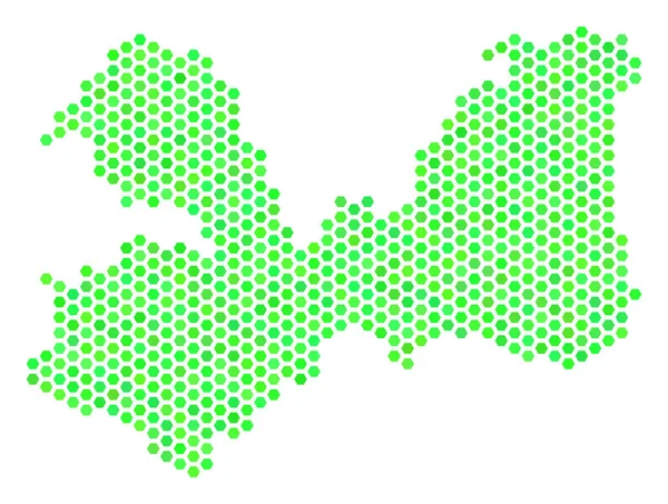 Carte de l'oblast de Leningrad hexagonal vert — Image vectorielle