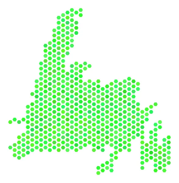 Verde azulejo hexagonal isla de Terranova mapa — Vector de stock