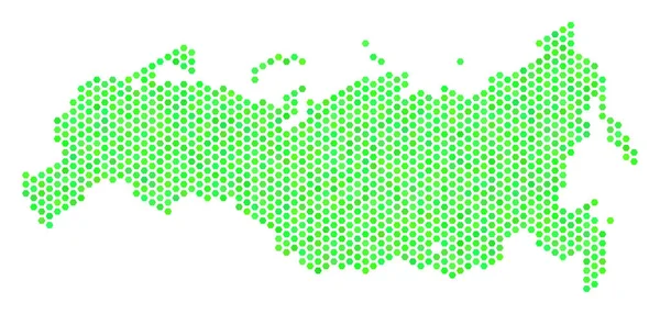 Groene Hex-Tile Rusland kaart — Stockvector