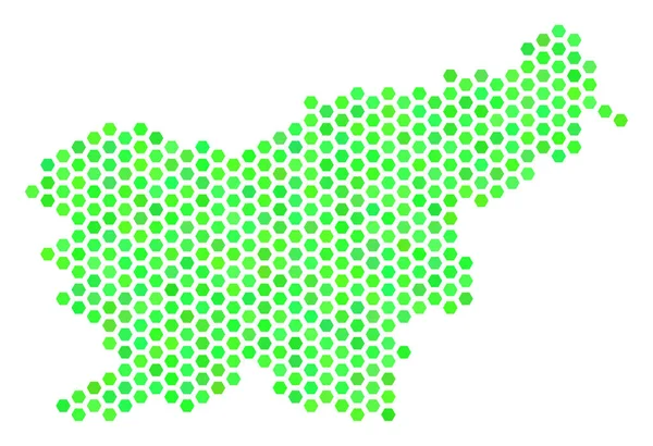 Yeşil altıgen Slovenya harita — Stok Vektör
