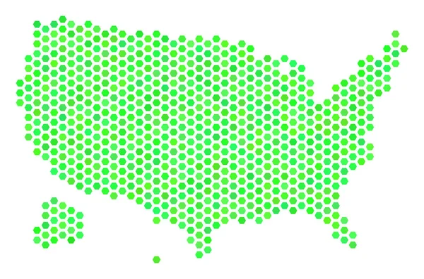 アラスカ州の地図が付いている緑のハニカム米国 — ストックベクタ
