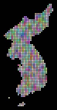 Noktalı Kuzey ve Güney Kore Haritası