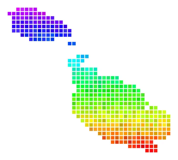 Färgade Pixel Malta ön karta — Stock vektor
