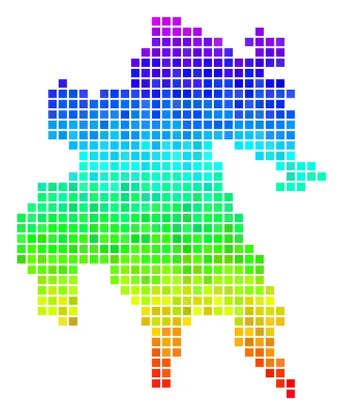 Carte de la péninsule du Péloponnèse Pixel coloré — Image vectorielle