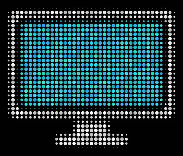 Computer Display Halftone Icon — Stock Vector