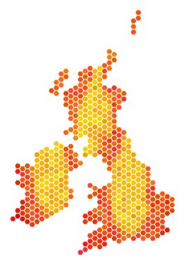 Altıgen Büyük Britanya ve İrlanda harita ateş