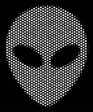 Beyaz Pixelated Alien yüz simgesi