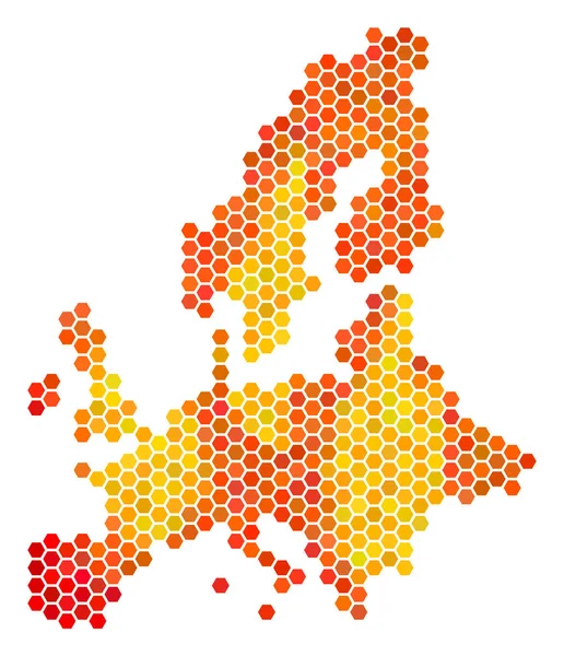 Orange Hexagon Mapa de la Unión Europea — Vector de stock