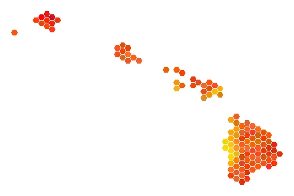 Heta Hexagon Havaii öarna karta — Stock vektor