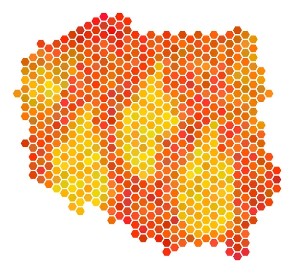 Orange Hexagon Polen karta — Stock vektor