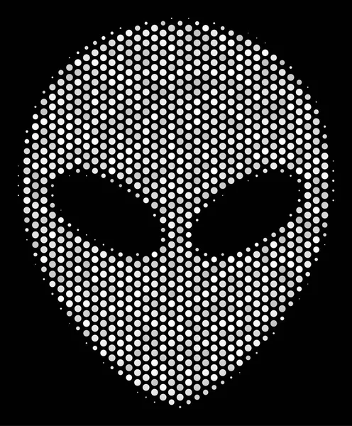 Weißes verpixeltes Alien-Gesicht-Symbol — Stockvektor