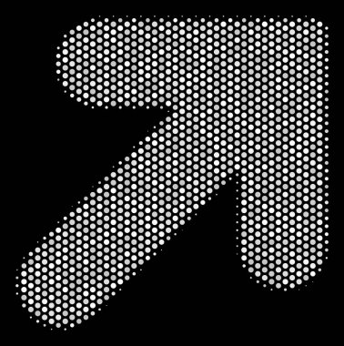 Beyaz sağ simge yukarı ok noktalı