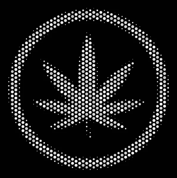 White Halftone Cannabis Icon — Stock Vector