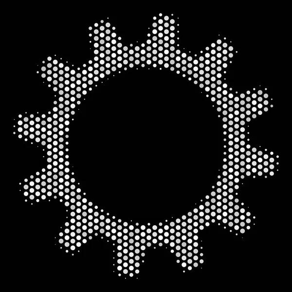 White Dotted Cogwheel Icon — Stock Vector