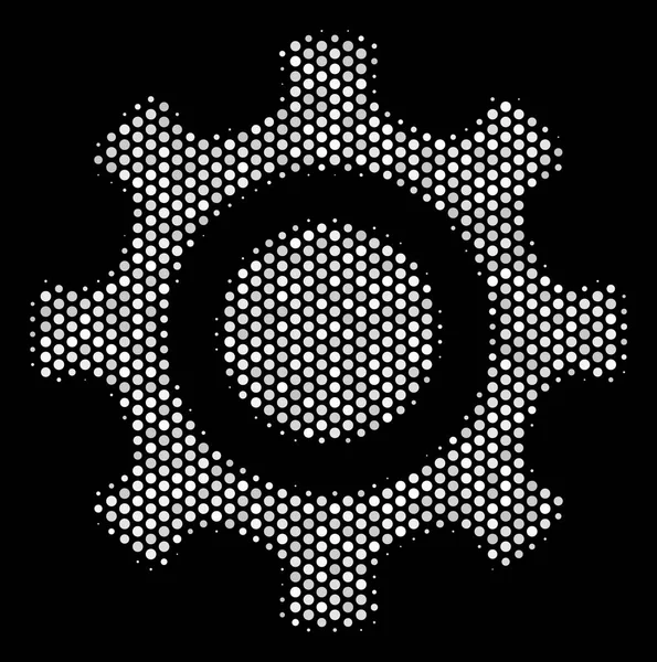 White Pixel Cogwheel Icon — Stock Vector