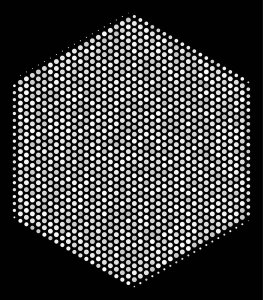Icono de hexágono lleno de puntos blancos — Vector de stock