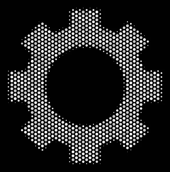 White Pixel Gear Icon — Stock Vector