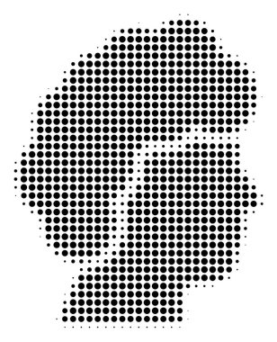 Siyah kadın profili simgesinin noktalı