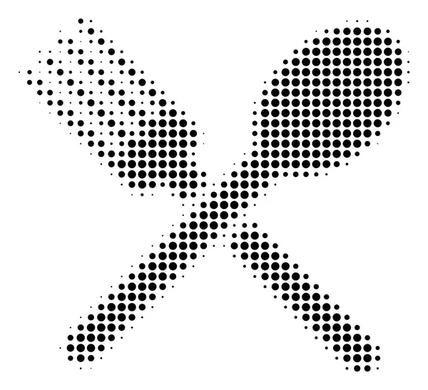 Černý Pixel vidlička a lžíce ikonu — Stockový vektor