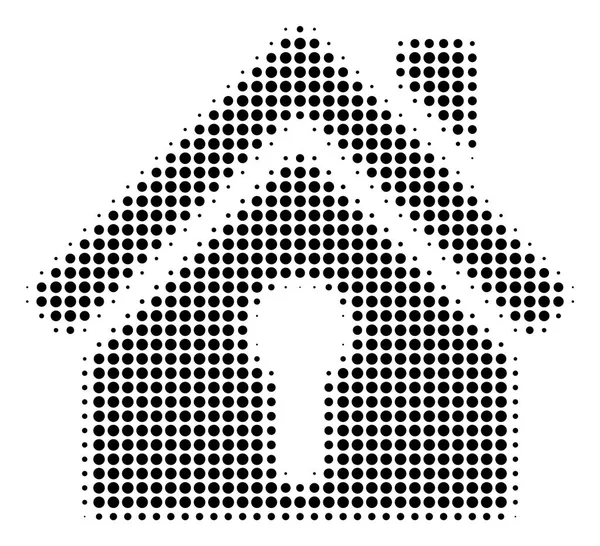 Icono de cerradura de casa punteada negra — Vector de stock