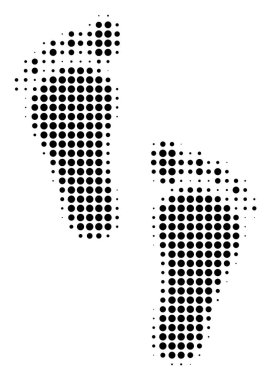 Siyah noktalı insan adımları simgesini