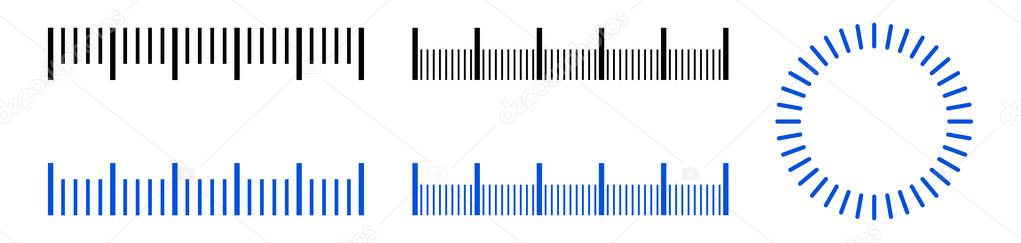 Linear And Circular Rulers Vector Illustration