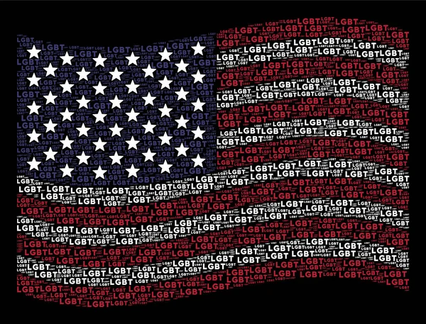 Usa vlag stilering van Lgbt tekst zwaaien — Stockvector