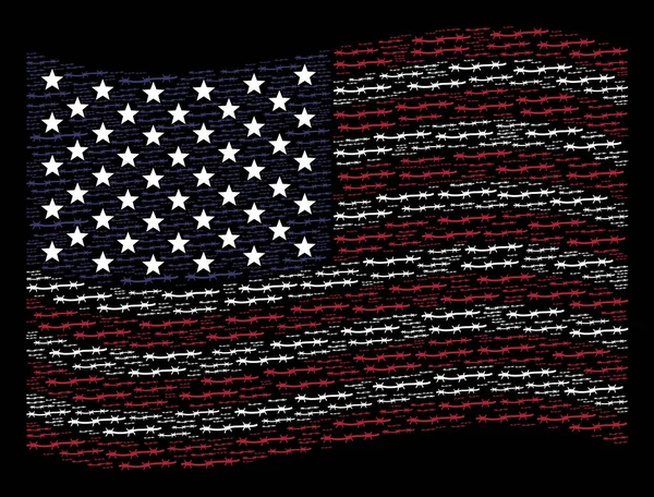 Ondeando la bandera de los Estados Unidos Estilización de alambre de púas —  Fotos de Stock