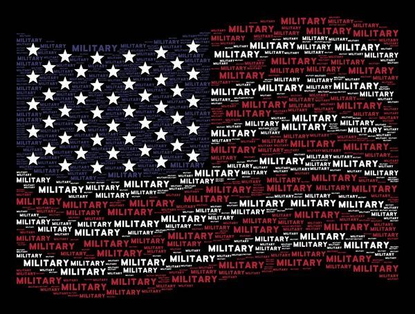 Ondeando la bandera de los Estados Unidos Estilización del texto militar — Archivo Imágenes Vectoriales