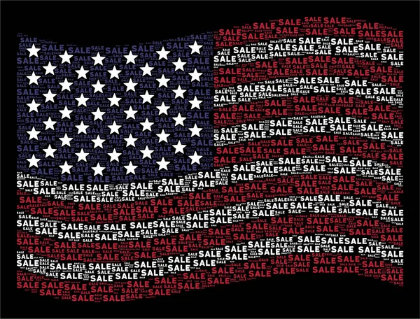 Flagge der Vereinigten Staaten schwenkend stilisierte Zusammensetzung des Verkaufstextes — Stockvektor
