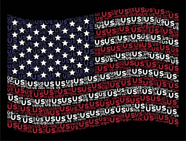 Amerikan bayrağı sallayarak kompozisyon bizim metin stilize — Stok Vektör
