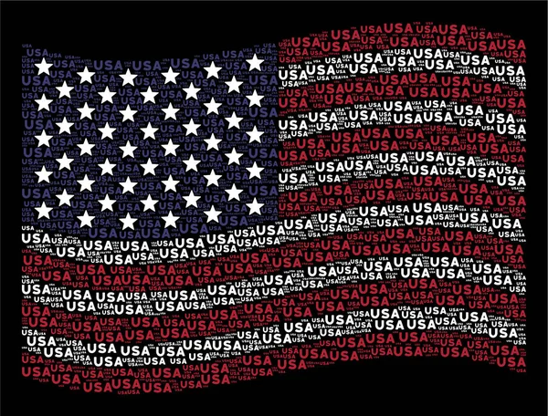 ABD bayrağı sallayarak stilize ABD metin kompozisyonu — Stok Vektör