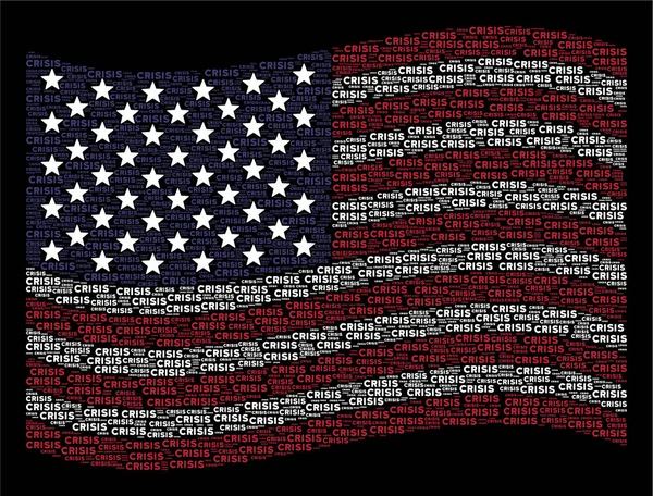 Ondeando la bandera de Estados Unidos Composición estilizada del texto de crisis — Vector de stock