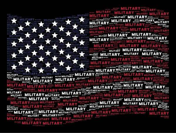 Ondeando la bandera de los Estados Unidos Composición estilizada de elementos de texto militar — Archivo Imágenes Vectoriales