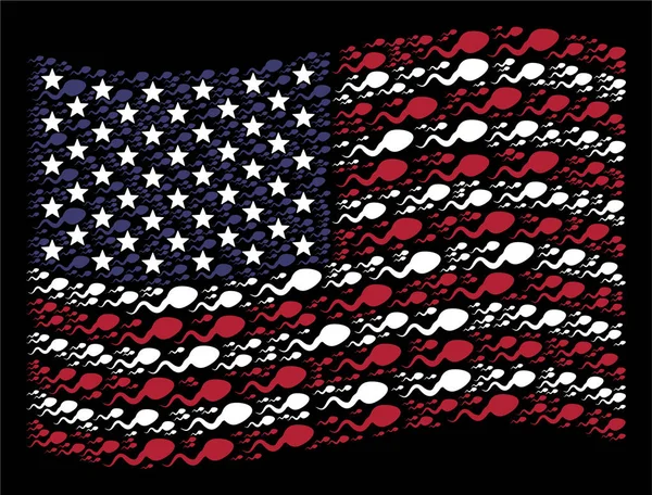 Wuivende Amerikaanse vlag stilering van zaadcel Items — Stockvector