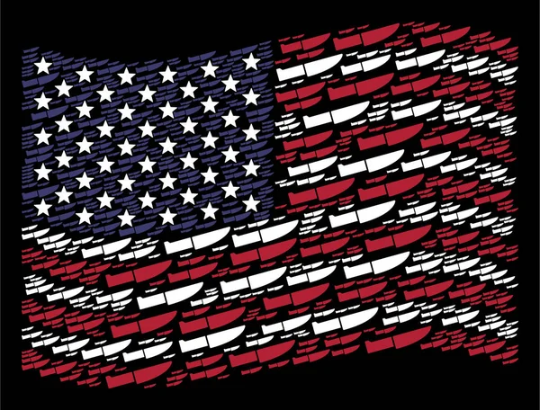Amerika Birleşik Devletleri bayrağı Stilizasyon ameliyat bıçağı öğelerin sallayarak — Stok Vektör